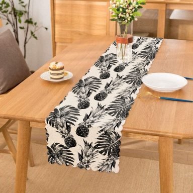 Ananas ve Palmiye Yaprakları Dekoratif Runner