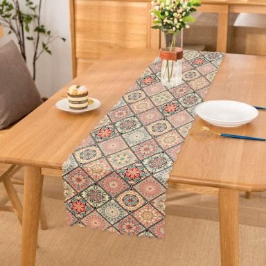 Geometrik Şekilli Hint Desenli Baskılı Dijital Baskılı Runner
