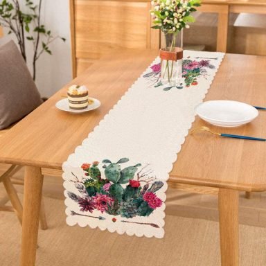 Ok Motifli Çöl Bitkisi Desenli Dekoratif Runner
