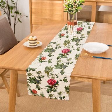Haki Yeşili Kavaniçe Desenli Dijital Baskılı Runner