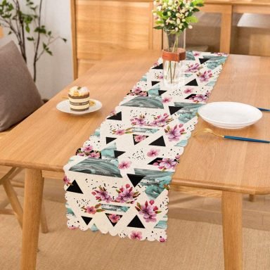 Düzensiz Geometrik Şekiller Dijital Baskılı Runner