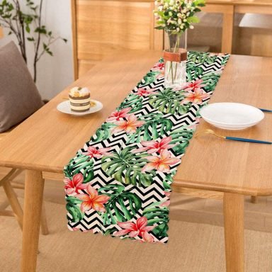 Zigzag Zebra Desenli Dijital Baskılı Runner