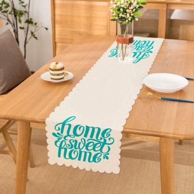Turkuaz Home Sweet Home Dijital Baskılı Runner