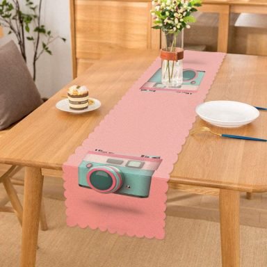 Pembe Zeminli Yılbaşı Konseptli Desenli Özel Tasarım Runner