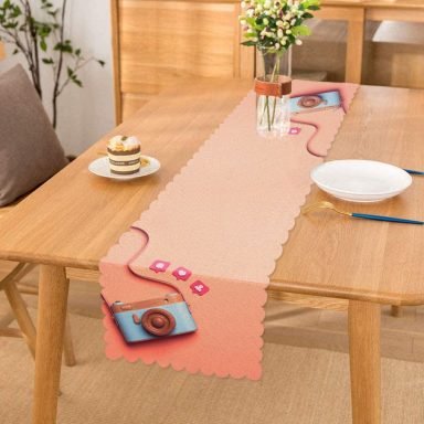 3D Instagram Fotoğraf Makinası Desenli Dijital Baskılı Özel Tasarım Runner