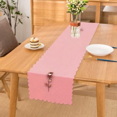Pembe Zeminli Altın Gül 3D Baskılı Özel Tasarım Runner
