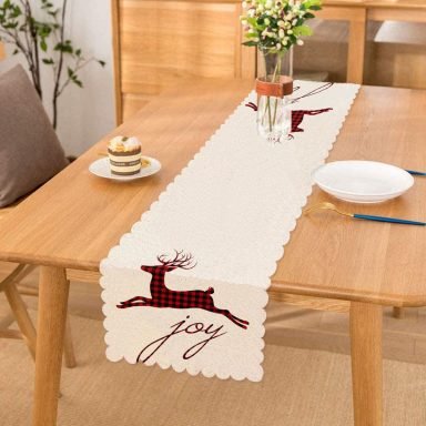 Joy Ekose Geyik Desenli Dekoratif Özel Tasarım Runner