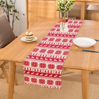 Kırmızı Beyaz Christmas Temalı Dijital Baskılı Modern Runner