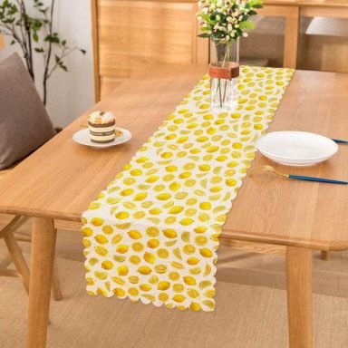 Limon Desenli 3D Dijital Baskılı Dekoratif Runner
