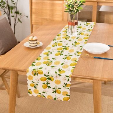 Limon Desenli İlkbahar Renkleri Dijital Baksılı Runner