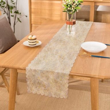 Modern Pudra Renkli Dijital Baskılı Dekoratif Runner