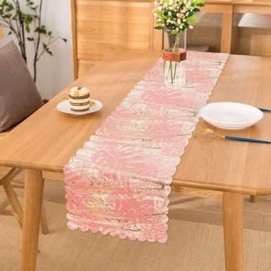 Palmiye Desenli Mermer Zeminli Dekoratif Runner