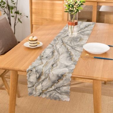Modern Mermer Desenli Dijital Baskılı Özel Tasarım Runner