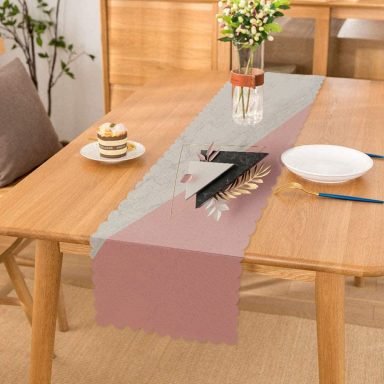 Modern Üçgen Mermer Desenli 3D Dijital Baskılı Özel Tasarım Runner