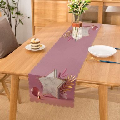 Modern Pembe Zeminli 3D Yıldız Desenli Dekoratif Özel Tasarım Runner