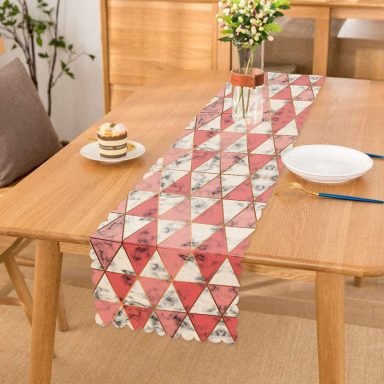Geometrik Üçgen Şekilli Mermer Desenli Özel Tasarım Runner