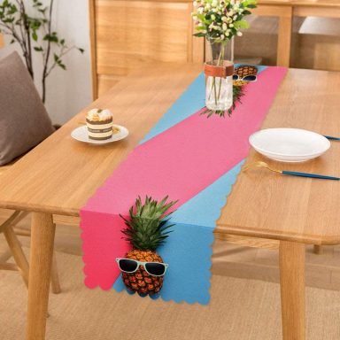 Mavi Pembe Ananas Desenli Modern Özel Tasarım Runner