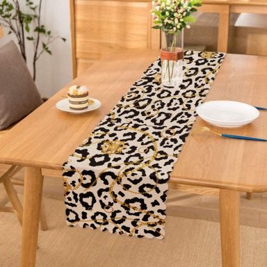 Zebra Desenli Altın Detaylı Modern Özel Tasarım Runner