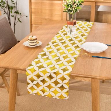 Geometrik Altın Renkte Desenler Modern Özel Tasarım Runner