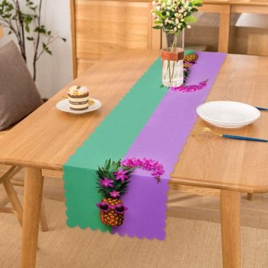 Yeşil ve Mor Ananas Temalı Özel Tasarım Runner
