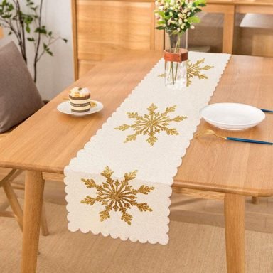 Altın Görünümlü Kar Tanesi Desenli 3D Modern Runner