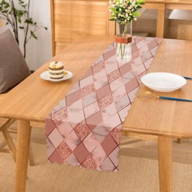 Pudra Renkli Üçgen Zeminli Modern Özel Tasarım Runner
