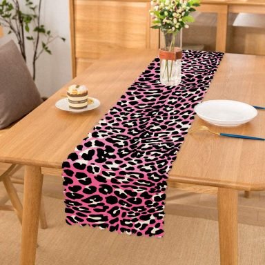 Pembe Renkli Leopar Desenli Modern Özel Tasarım Runner