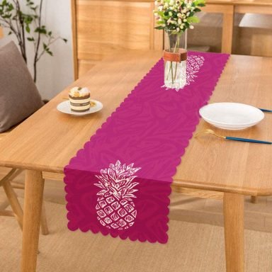Fuşya Zeminde Ananas Desenli Modern Tasarım Runner