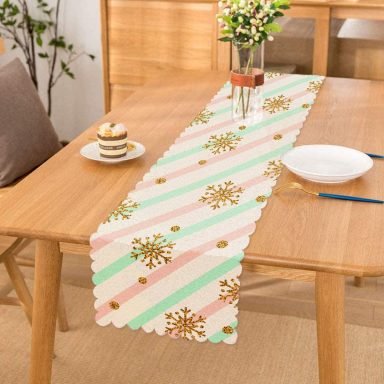 Pembe Mavi Zeminde Kar Tanesi Detaylı Modern Özel Tasarım Runner