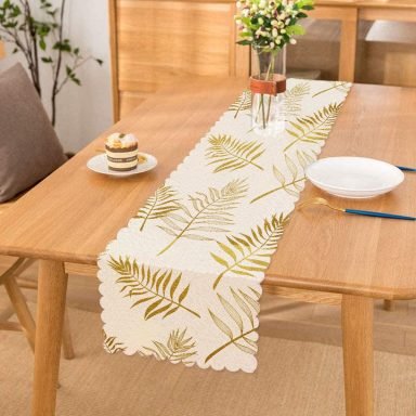 Altın Detaylı 3D Yaprak Desenli Modern Özel Tasarım Runner