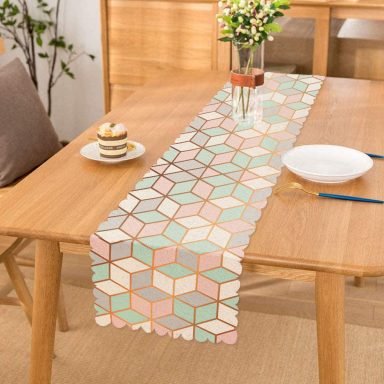 Geometrik Desenli 3D Özel Tasarımlı Modern Özel Tasarım Runner