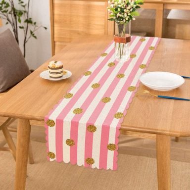 Pembe Çizgili Altın Puanlı Özel Tasarım Runner
