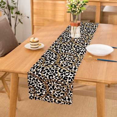 Leopar Desenli Altın Detaylı Özel Tasarım Modern Özel Tasarım Runner