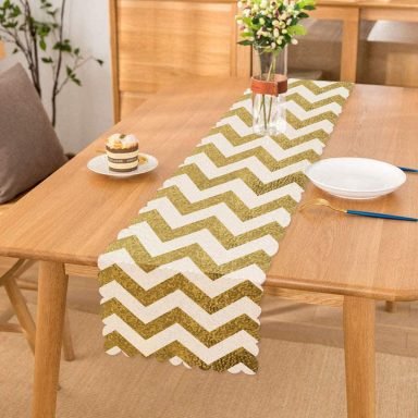 Zigzag Altın Kabartma Desenli Modern Tasarımlı Özel Tasarım Runner