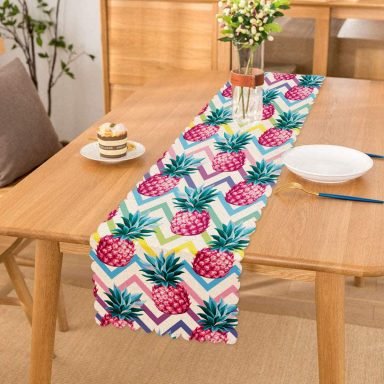 Renkli Zigzag Desenli Ananaslar Modern Tasarımlı Özel Tasarım Runner