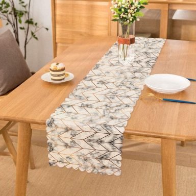 Mermer Zeminli Geometrik Desenli Modern Özel Tasarım Runner