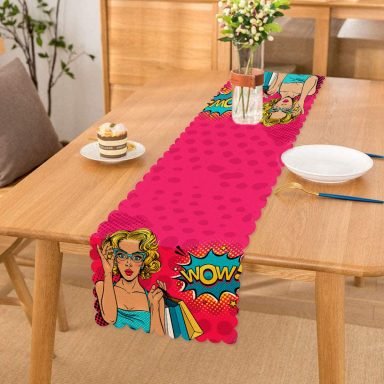Pempe Pop Art Wow Tasarımlı Dekoratif Özel Tasarım Runner