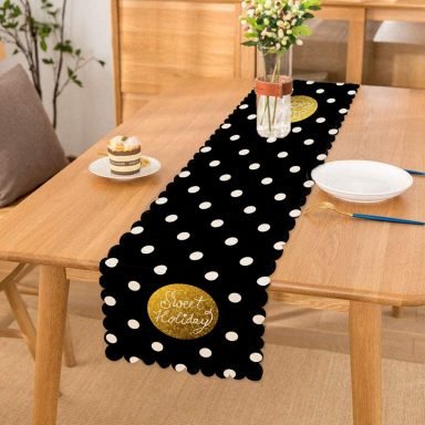 Siyah Zeminde Sweet Holiday Tasarımlı Dijital Baskılı Runner