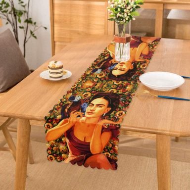 Mutluluk Çiçekleri Vintage Tasarımlı Dijital Baskılı Runner