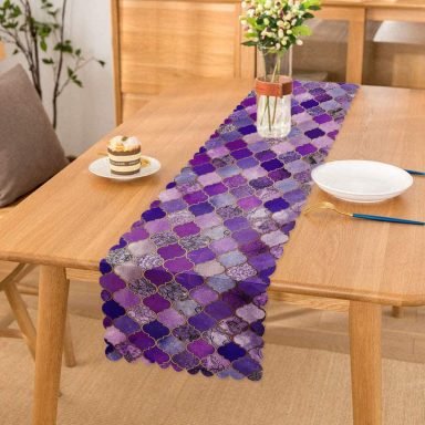 Mor Renkli Ogea Desenli Özel Tasarım Dekoratif Özel Tasarım Runner
