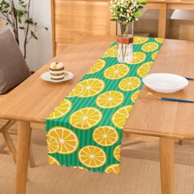 Yeşil Zeminde Limonlar Özel Tasarımlı Runner