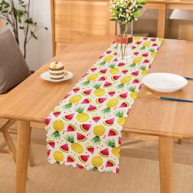 Renkli Ananas ve Karpuz Motifli Özel Tasarımlı Runner