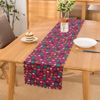 Mor Zeminde Flamingo Tasarımlı Modern Runner