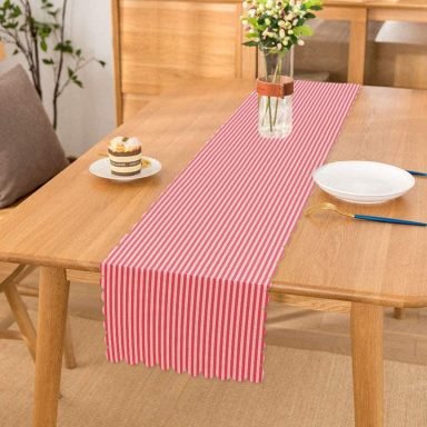 Pembe Çizgili Motifli Dekoratif Modern Runner