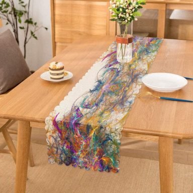 Realhomes Suluboya Desenli Dijital Baskılı Modern Runner