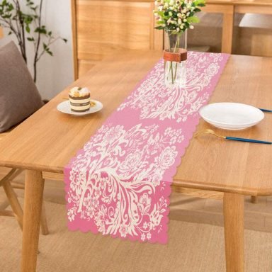 Realhomes Pembe Zeminli Özel Tasarım Dijital Baskılı Modern Runner