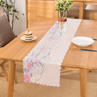 Realhomes Pembe Çiçekler Dijital Baskılı Modern Runner