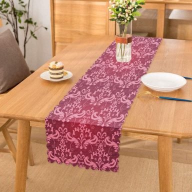 Realhomes Fuşya Zeminli Damask Motifler Modern Runner