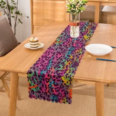 Realhomes Renkli Leopar Desenli Dijtal Baskılı Modern Runner