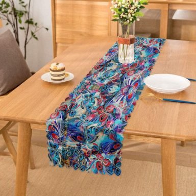 Realhomes Ebru Motifli Dijital Baskılı Modern Runner